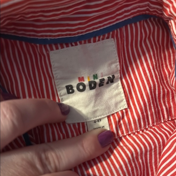 Boden Kids Red Striped Shirt - Picture 3 of 5